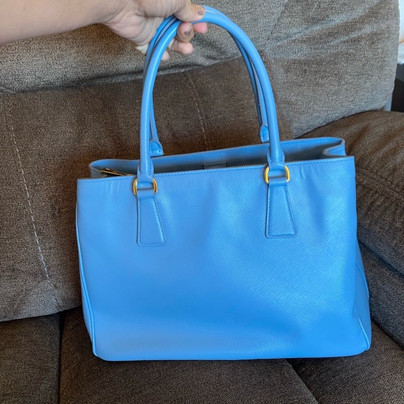 Authentic Prada double Lux tote purse blue with card - Picture 8 of 12